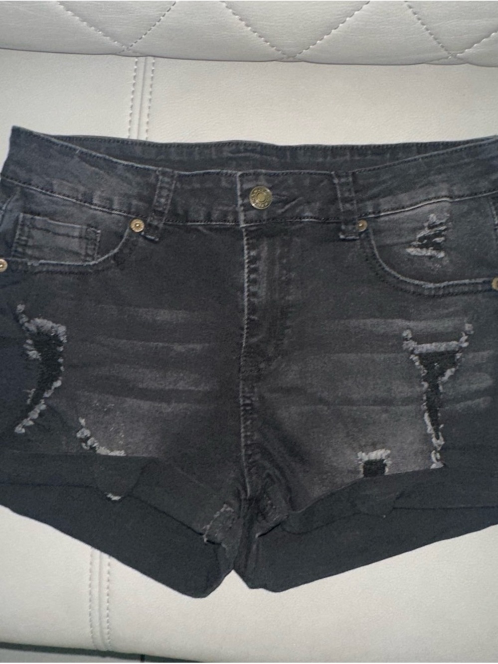 Women's Black Distressed Denim Jean Shorts